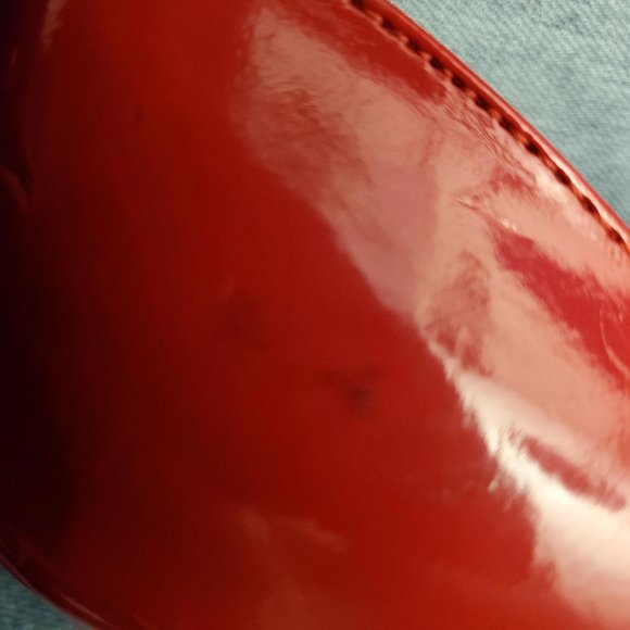 Qupid Red Patent Leather Peep Toe heels 8 1/2 - Picture 6 of 11